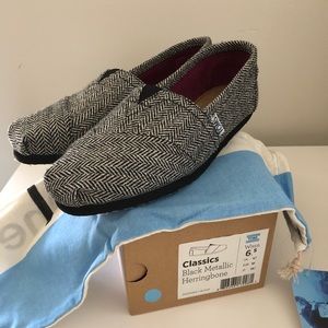 Toms - Classic, Black metallic herringbone